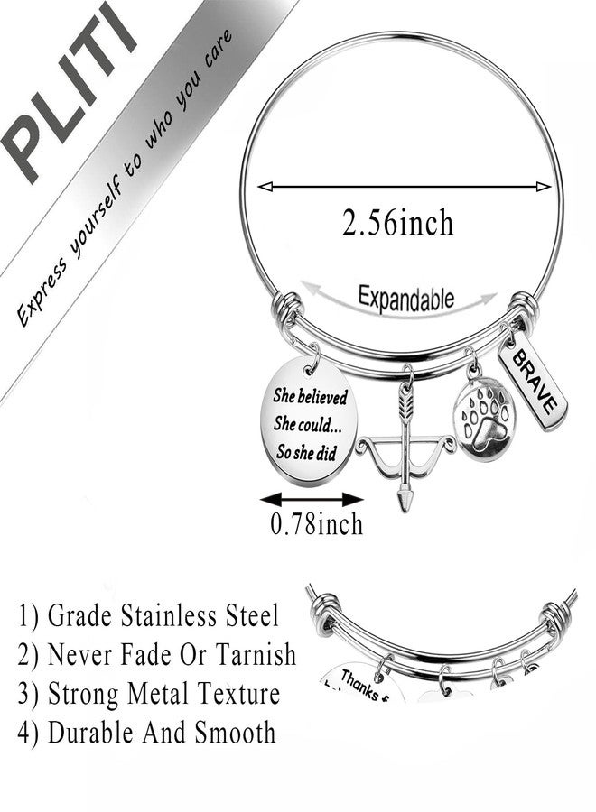 PLITI Princess Inspired Gift Princess Movie Lover Gift She Believed She Could So She Did Inspirational Bracelet For Fans (believed arrow brave bg) - Image 2