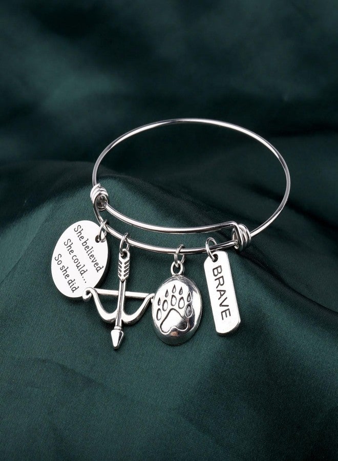PLITI Princess Inspired Gift Princess Movie Lover Gift She Believed She Could So She Did Inspirational Bracelet For Fans (believed arrow brave bg) - Image 5