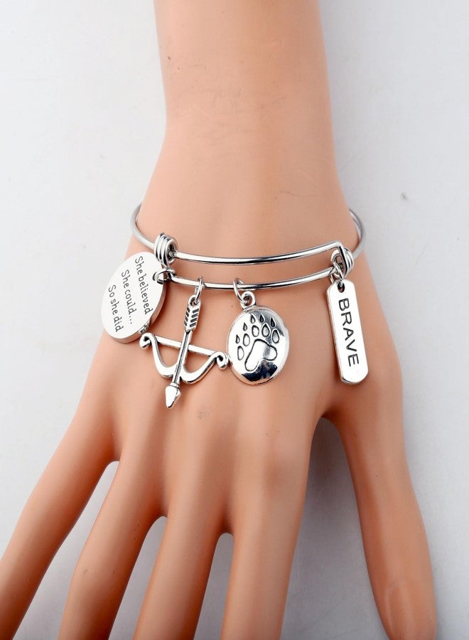 PLITI Princess Inspired Gift Princess Movie Lover Gift She Believed She Could So She Did Inspirational Bracelet For Fans (believed arrow brave bg) - Image 3