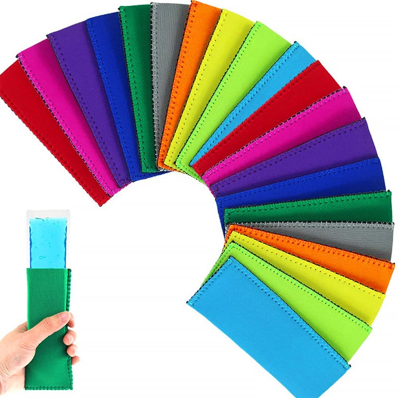 Creatrill 20 Pack Ice Pop Sleeves Popsicle Holders Bags Neoprene Fabric 10 Colors