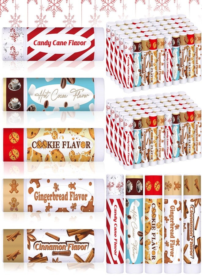 Siifert 50pcs Christmas Peppermint Candy Flavor Lip Balms Gift Bulk Candy Gingerbread Hot Cocoa Cookie Cinnamon Flavor Lip Balm Christmas Party Gift Stocking Stuffer for Coworker Staff Employee (Cute - Image 1