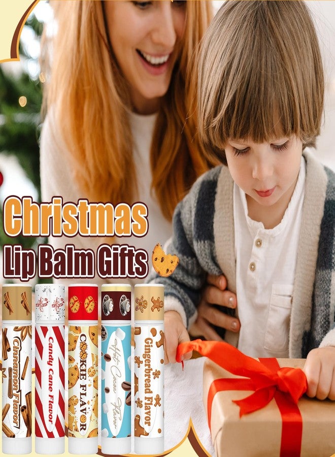 Siifert 50pcs Christmas Peppermint Candy Flavor Lip Balms Gift Bulk Candy Gingerbread Hot Cocoa Cookie Cinnamon Flavor Lip Balm Christmas Party Gift Stocking Stuffer for Coworker Staff Employee (Cute - Image 5