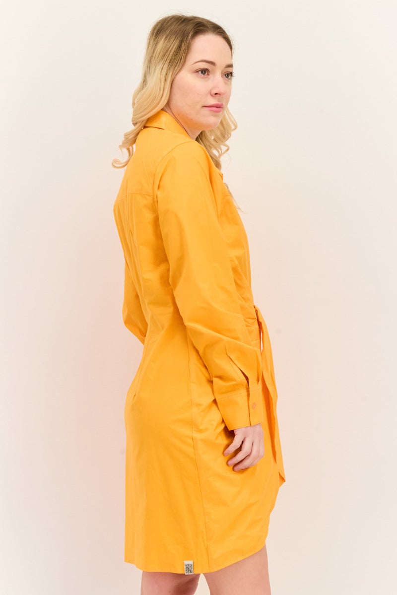 The Giving Movement Women Plain Shirt Dress, Orange - Image 2