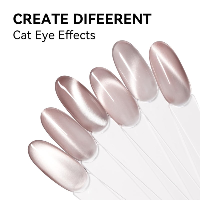 MAYCHAO 15ML Crystal Glassy Nude Cat Eye Gel Nail Polish 1Pc Silk Nude Cat Eye Gel Polish Soak off Holographic Magnetic Nail Polish for Nail Art Manicure Salon DIY at Home, 0.5 OZ - Image 5