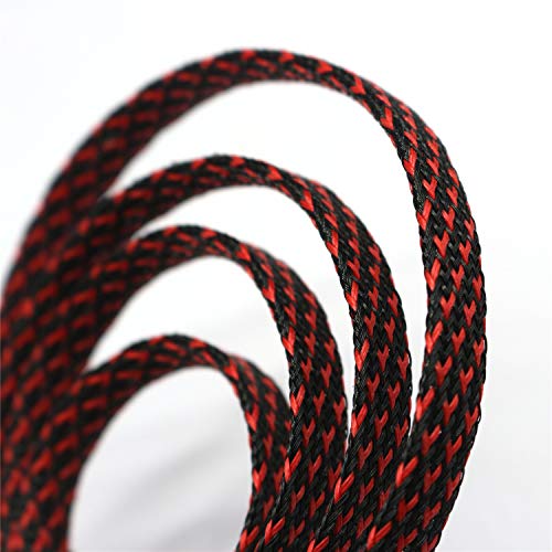 CBAZY 30ft PET Expandable Sleeving Wire Cable Sleeve (1/6", Red&Black) - Image 3