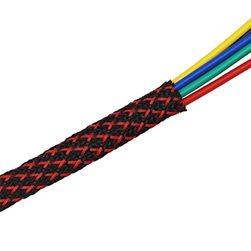 CBAZY 30ft PET Expandable Sleeving Wire Cable Sleeve (1/6", Red&Black) - Image 2