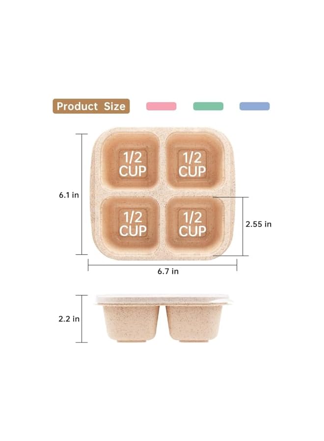 Green Tiger 4 Pack Bento Lunch Box，4 Compartment Snack Containers，Divided Bento Snack Box，Meal Prep Containers Kids/Toddle/Adults,Food Storage Containers for School, Work and Travel - Image 2