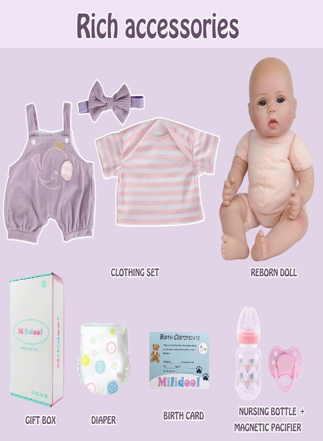 Milidool Lifelike Reborn Baby Dolls Girl-18 inch Realistic Newborn Baby Dolls, Soft Cloth Weighted Body with Feeding Toy, Gift for Kids Ages 3+ - Image 2
