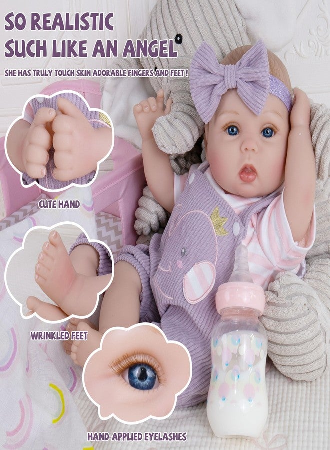 Milidool Lifelike Reborn Baby Dolls Girl-18 inch Realistic Newborn Baby Dolls, Soft Cloth Weighted Body with Feeding Toy, Gift for Kids Ages 3+ - Image 4