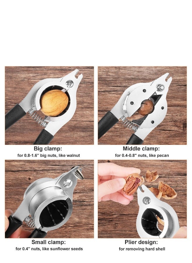 Generic - Nut Crackers for All Nuts Heavy Duty Nutcrackers Walnut Cracker with Plier for Easy Cracking Stainless Steel Nut Cracker for Pecan Nut Cracker Tool with Non-slip Handle-2 Picks Included-Black - Image 1
