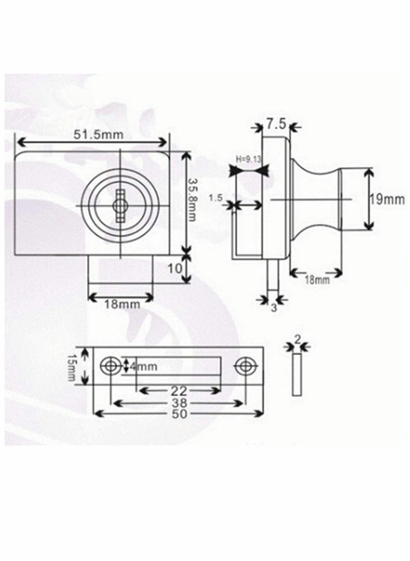 KASTWAVE - Locks, Glass Door Display Double Open Glass Cabinet Display Cabinet Safety Lock, Suitable for 0.2-0.31""Glass Door, Separate Key Without Drilling, Zinc Alloy - Image 1