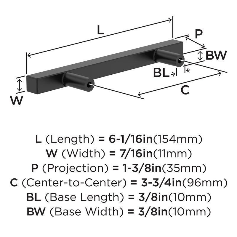 Amerock 10Bx37176Mb | Matte Black Cabinet Pull | 3-3/4 Inch (96Mm) Center-To-Center | 10 Pack | Bar Pulls Square | Furniture Hardware - Image 3