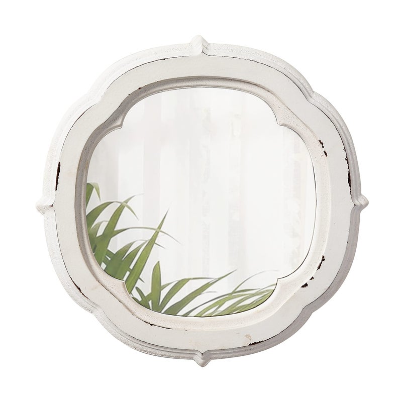 Sintosin Rustic Wooden Round Bathroom Mirror 9.1 inch, Hanging Distressed White Vintage Small Wall Mirror Decor, Farmhouse Decorative Porthole Mirrors for Hallway Bedroom Entryway Vanity - Image 1