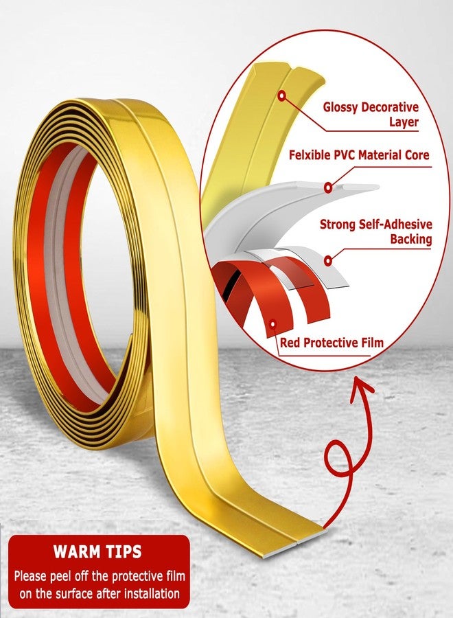 LSGCQ Flexible Wall Corner Protector, Peel and Stick Wall Corner Protector Edge Protector Self Adhesive Wall Strip Trim for Wall Edge Corner Ceiling (Gold, 2cm x 6m) - Image 3