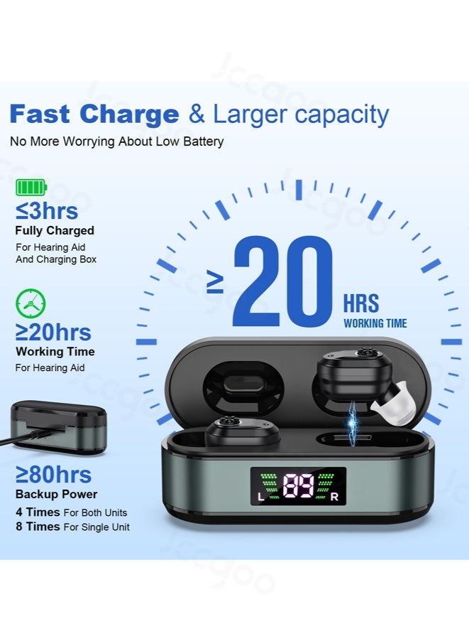 Jccgoo Rechargeable Hearing Aids with Charging Case, Ear Hearing Machine 100 Hours Backup Hours, Hearing Amplifier with Noise Cancelling, Near Invisible - Image 5