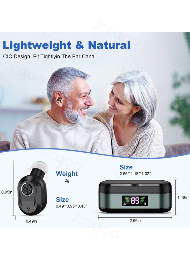 Jccgoo Rechargeable Hearing Aids with Charging Case, Ear Hearing Machine 100 Hours Backup Hours, Hearing Amplifier with Noise Cancelling, Near Invisible - Image 3
