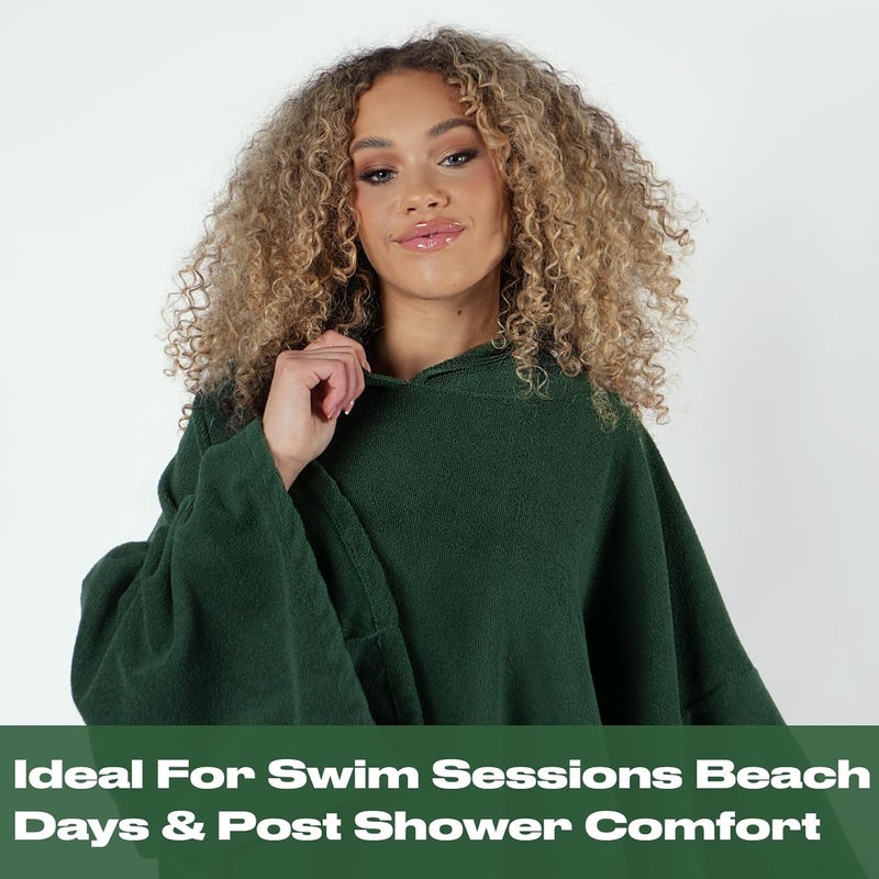 Brentfords Towel Poncho Adult Hooded Large Bath Swim Surf Beach Absorbent Microfiber Changing Robe for Men Boys Quick Dry, Forest Green - Image 5