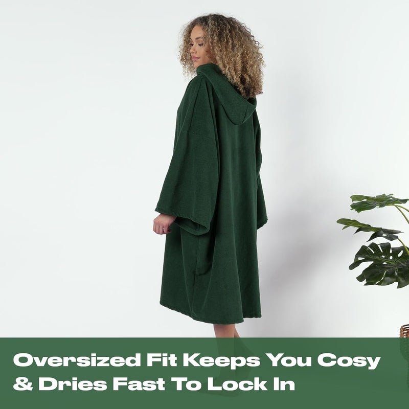 Brentfords Towel Poncho Adult Hooded Large Bath Swim Surf Beach Absorbent Microfiber Changing Robe for Men Boys Quick Dry, Forest Green - Image 3