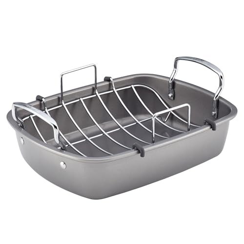 Circulon Nonstick Roasting Pan / Roaster with Rack - 17 Inch x 13 Inch, Gray - Image 1