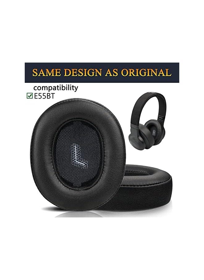 إيروريكس - وسائد أذن بديلة لسماعات الرأس اللاسلكية Jbl E55Bt E55 Bt فوق الأذن، وسائد أذن مع جلد بروتين أكثر نعومة وعزل الضوضاء وإسفنج الذاكرة باللون الأسود - Image 1