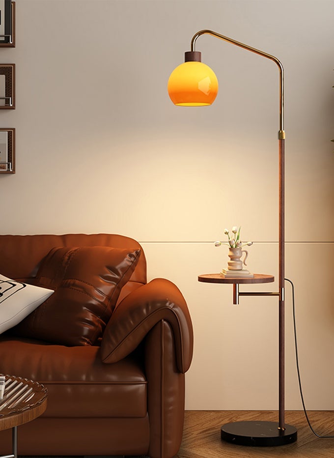 LED FRENCH RETRO LIVING ROOM SOFA FLOOR LAMP 3-COLOR VARIABLE LIGHT BULB WITH COFFEE TABLE SHELF FOOT SWITCH