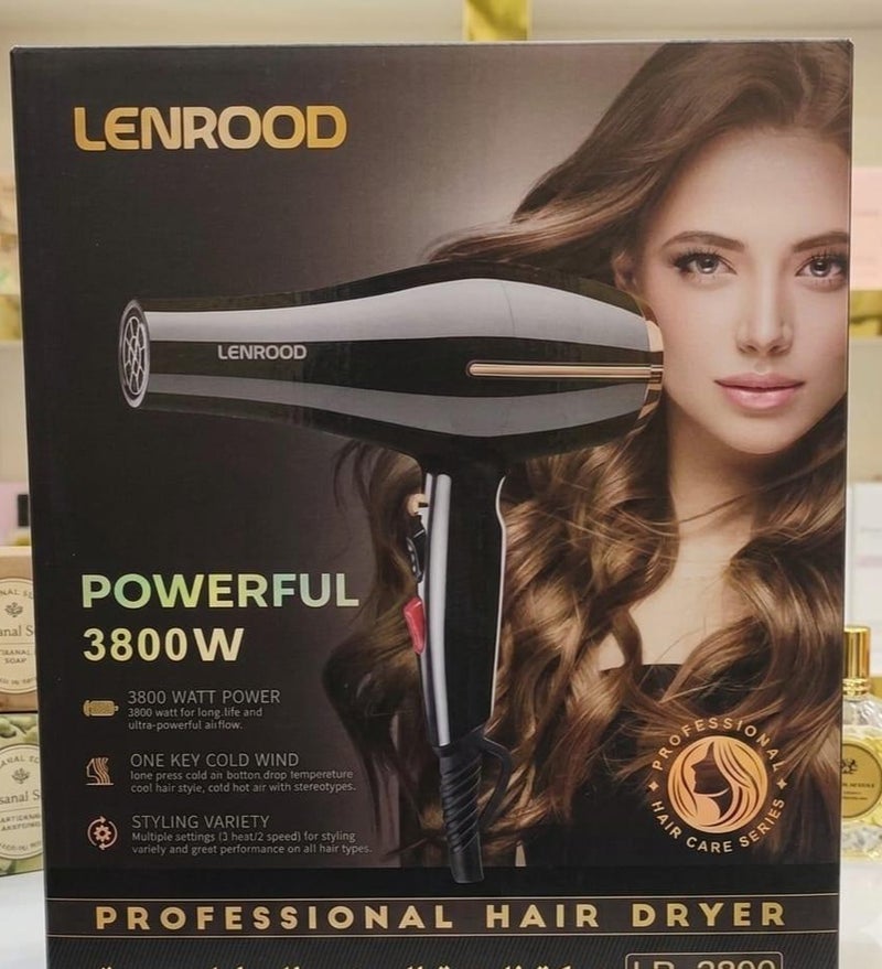 مجفف شعر LENROOD الاحترافي 3800 واط – قوة وأداء لا مثيل لهما