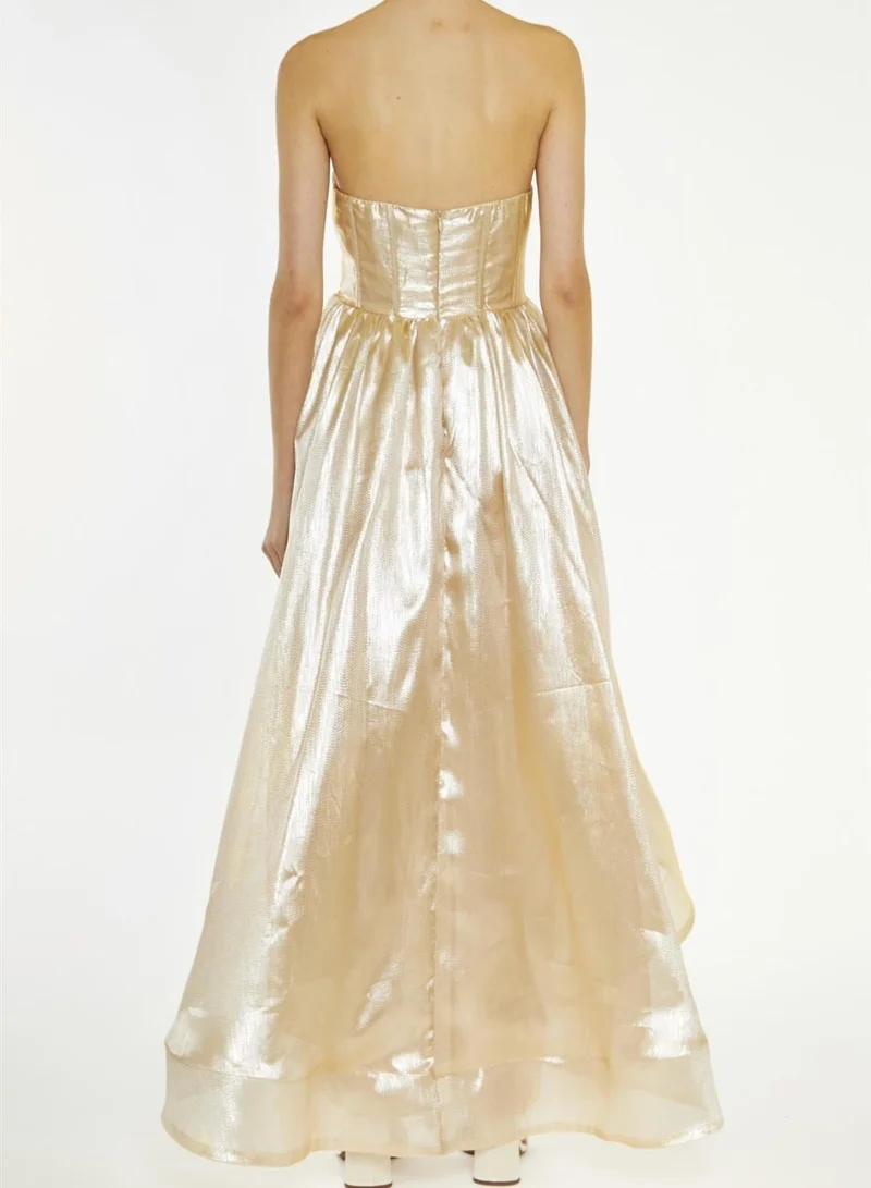 ترو ديكادينس Winnie Gold Metallic Corset Hi-Low Dress