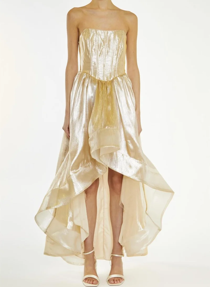ترو ديكادينس Winnie Gold Metallic Corset Hi-Low Dress