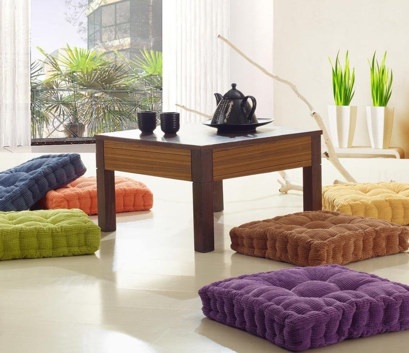 ChezMax Floor Pillow & Cushion, Large Meditation Chair Cushions, Thick Square Seat Pad, Soft Velvet Tufted Seating Pouf for Indoor/Outdoor Yoga Bench Rocking Chair Room Tatami Sofa, Yellow 20" x 20" - Image 4