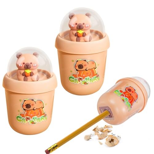FunBlast Capybara Coffee Mug Pencil Sharpener for Kids – Set of 2 Pcs Sharpener for Kid, Stationery Items Aesthetic, Stylish Sharpener for Kid, Birthday Return Gifts for Kids (A) - Image 1