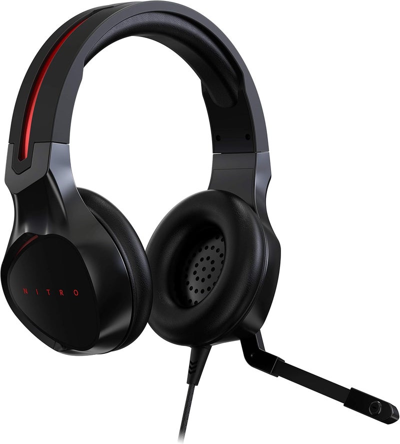 Acer Acer Nitro Gaming Headset Adjustable Headband Omnidirectional Microphone 100 dB Sensitivity BlackRed - Image 2