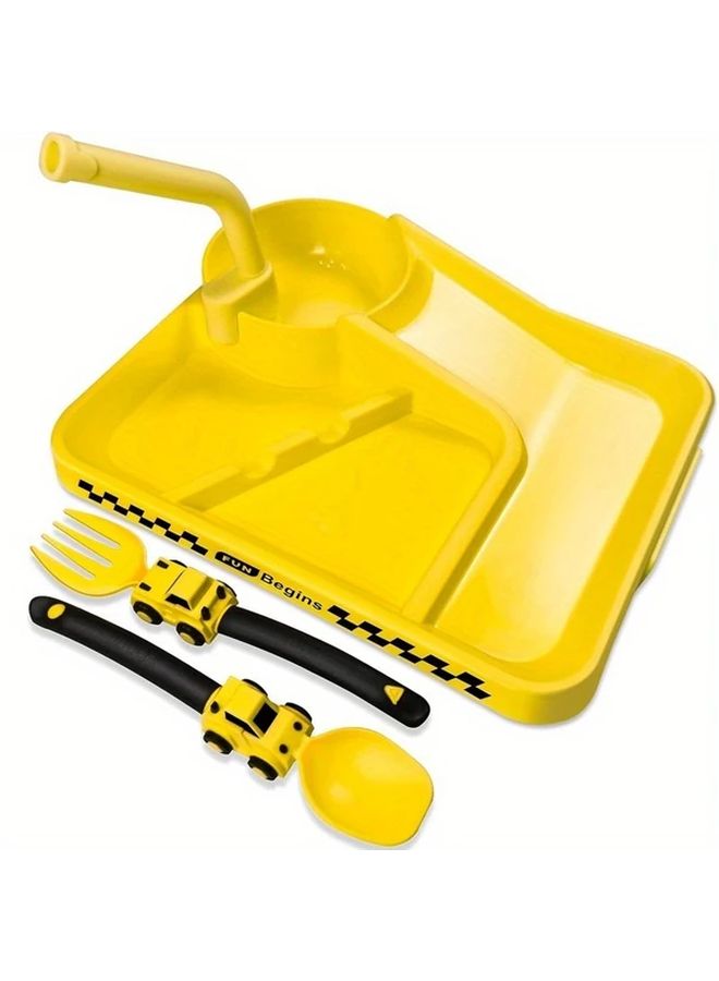 Blue Toddler Utensil Set with Removable Straw Baby Feeding Plates Gift - Image 1