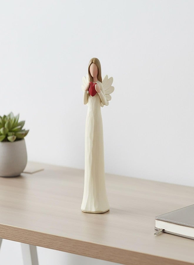 PlentifulHome Heart-Holding Angel Figurine – Resin Memorial & Valentine’s Day Angel Statue, Romantic Love Decor Women Gift, 7.48” Guardian Angel Sculpture - Image 4