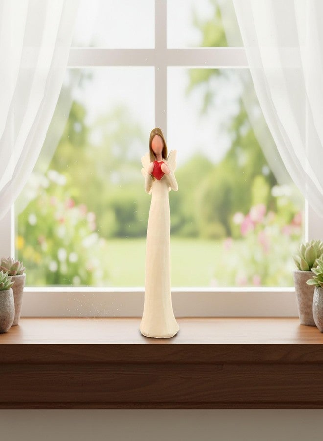 PlentifulHome Heart-Holding Angel Figurine – Resin Memorial & Valentine’s Day Angel Statue, Romantic Love Decor Women Gift, 7.48” Guardian Angel Sculpture - Image 2