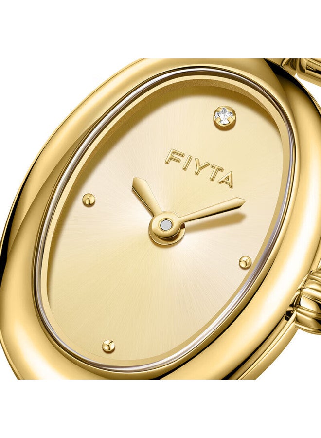 Fiyta City Series "little Golden Bean" Gold Dial Steel Strap Retro Watch For Women Festival Birthday Gift Box - Image 5