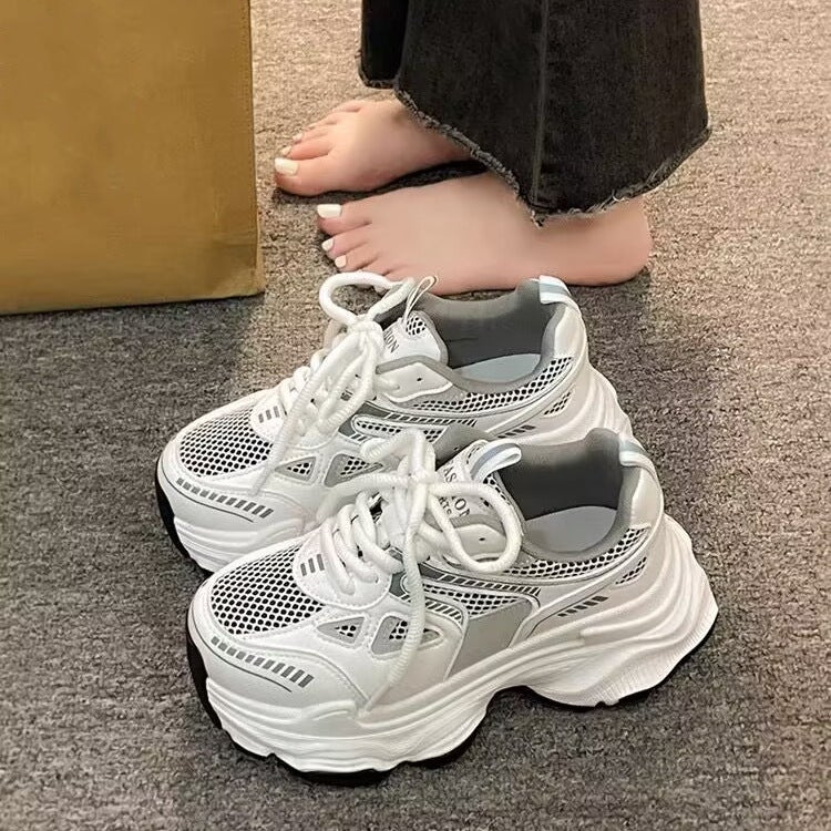 2026 Spring/Summer Women's Dad Sneakers, Thick Sole Height Increasing, Breathable Mesh, Lightweight Casual Shoes - Image 1
