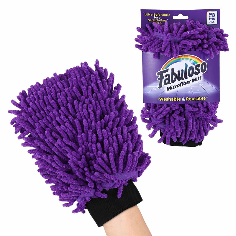 Fabuloso قفاز تنظيف ميكروفايبر فابولوسو، بنفسجي، مقاس واحد يناسب الجميع - قفاز خالي من الوبر، خالي من الخدوش للأسطح والأثاث - قطعة قماش يدوية خالية من الغبار لتجربة جريئة ومشرقة - Image 1