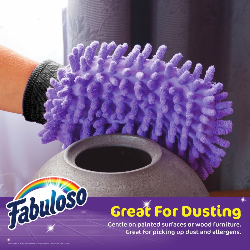 Fabuloso قفاز تنظيف ميكروفايبر فابولوسو، بنفسجي، مقاس واحد يناسب الجميع - قفاز خالي من الوبر، خالي من الخدوش للأسطح والأثاث - قطعة قماش يدوية خالية من الغبار لتجربة جريئة ومشرقة - Image 2