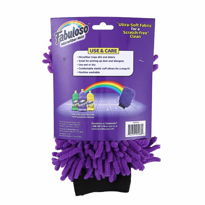 Fabuloso قفاز تنظيف ميكروفايبر فابولوسو، بنفسجي، مقاس واحد يناسب الجميع - قفاز خالي من الوبر، خالي من الخدوش للأسطح والأثاث - قطعة قماش يدوية خالية من الغبار لتجربة جريئة ومشرقة - Image 5