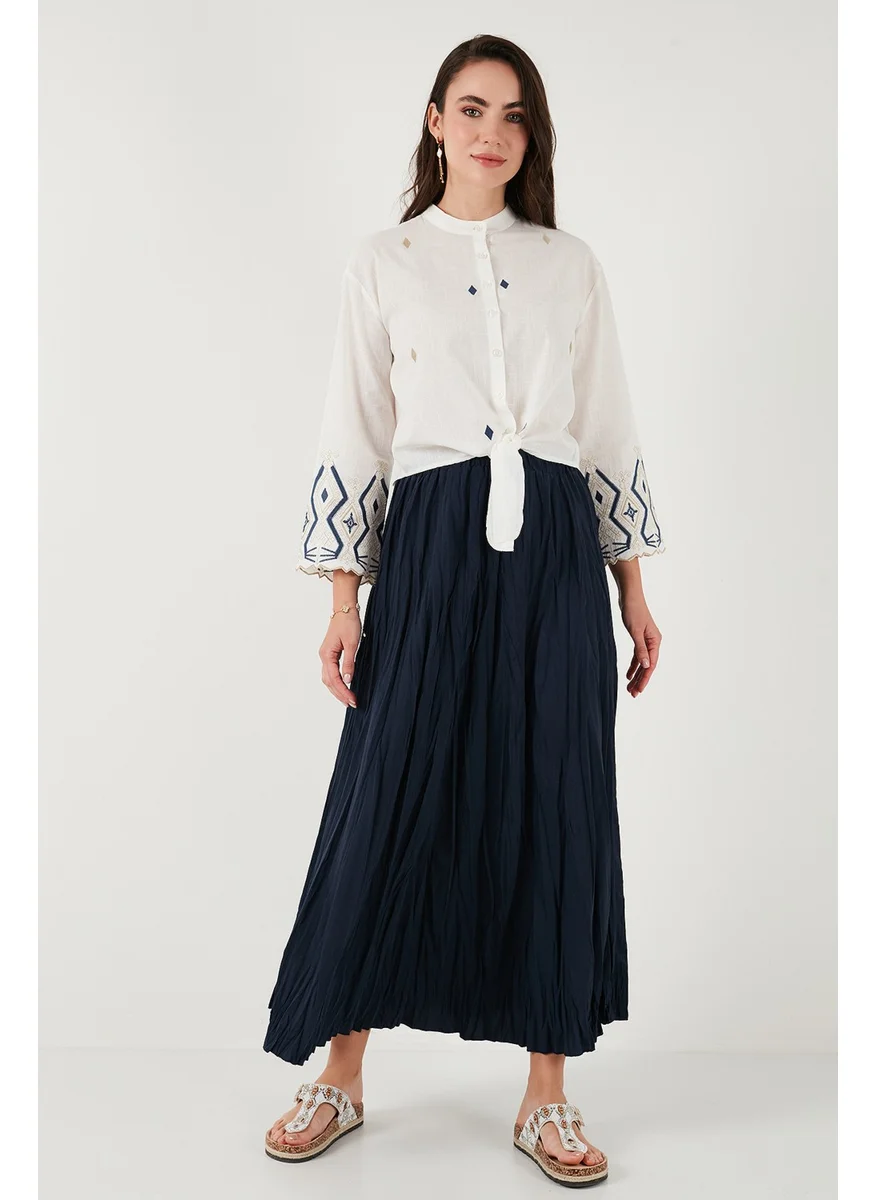 Lela Cotton Embroidered Halter Collar Shirt Women's Shirt 6110097