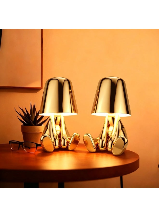 Little Golden Man Cartoon Desk Lamp,Bedside Touch LED Table Lamp,3 Brightness Types,Touch SwitchDC3.5 Charging Port,Ldeal For Use As Accent Lighting In Living Rooms, Bedrooms, And Offices, As Well As For Gifting—Enhancing The Sophisticated Aesthetic Of Your Home. - Image 5