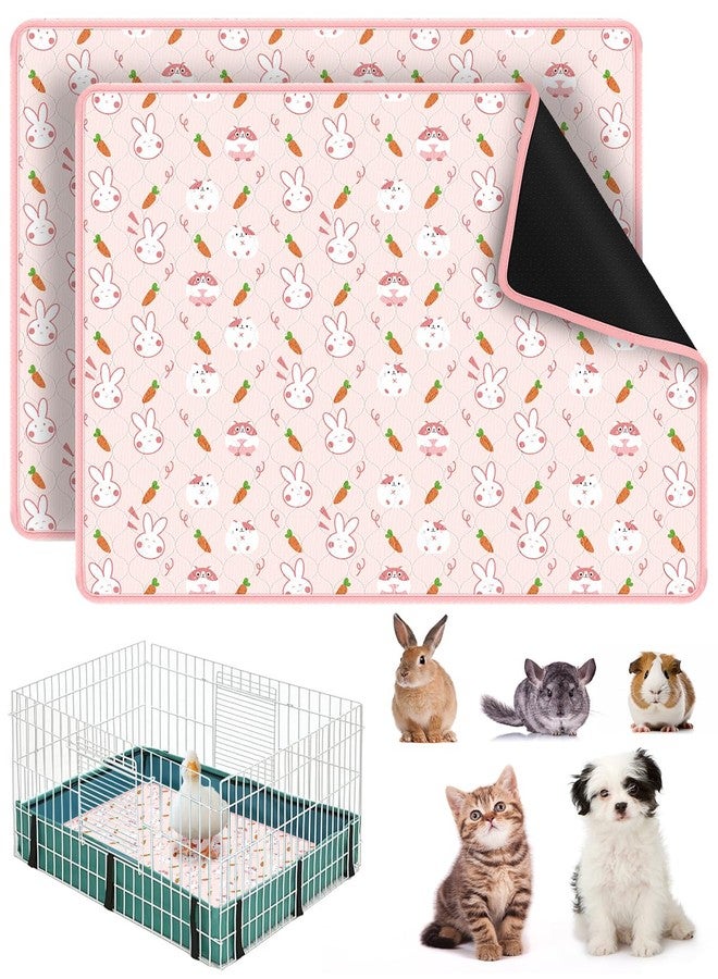 Bissap 2 Packs Guinea Pig Cage Liners, 18''X24'' Washable Guinea Pig Pee Pads Non Slip Reusable Fast and Super Absorbent Bedding for Small Animals Rabbit Hamster Chinchillas Rat - Pink - Image 1