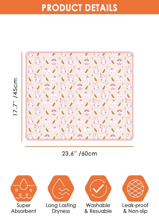 Bissap 2 Packs Guinea Pig Cage Liners, 18''X24'' Washable Guinea Pig Pee Pads Non Slip Reusable Fast and Super Absorbent Bedding for Small Animals Rabbit Hamster Chinchillas Rat - Pink - Image 2