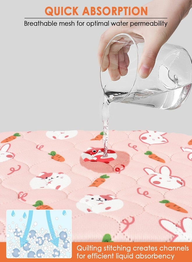 Bissap 2 Packs Guinea Pig Cage Liners, 18''X24'' Washable Guinea Pig Pee Pads Non Slip Reusable Fast and Super Absorbent Bedding for Small Animals Rabbit Hamster Chinchillas Rat - Pink - Image 4
