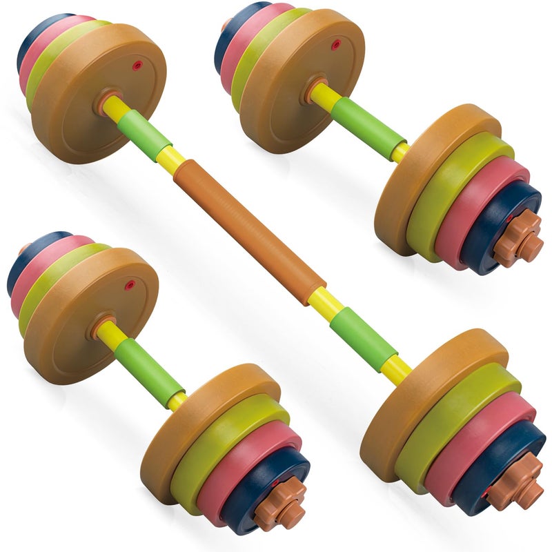Hitish Kids Exercise Weight Set 2In1 Barbell and Dumbbell Workout Equipment Toddler Beginner Gym Toy for Pretend Play Lifting Exercise Fitness Adjustable Fill with Sand or Water - Image 2