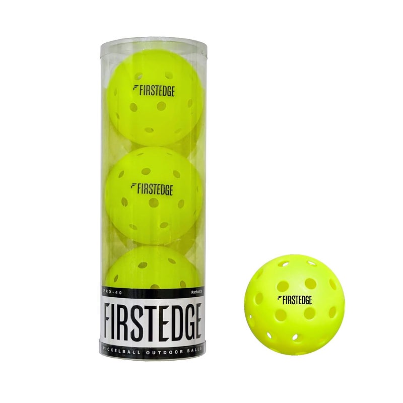 FIRSTEDGE PRO - 40 USAPA Approved Pickleball Outdoor Balls (Set of 3) | Single-Piece Rotational Molded | 40-Hole Design | Durable High-Performance Balls for All-Weather Play - Image 1