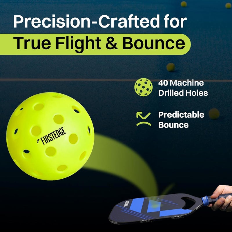 FIRSTEDGE PRO - 40 USAPA Approved Pickleball Outdoor Balls (Set of 3) | Single-Piece Rotational Molded | 40-Hole Design | Durable High-Performance Balls for All-Weather Play - Image 3
