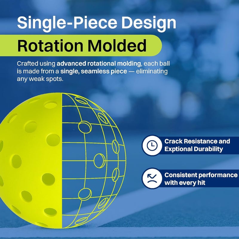 FIRSTEDGE PRO - 40 USAPA Approved Pickleball Outdoor Balls (Set of 3) | Single-Piece Rotational Molded | 40-Hole Design | Durable High-Performance Balls for All-Weather Play - Image 2