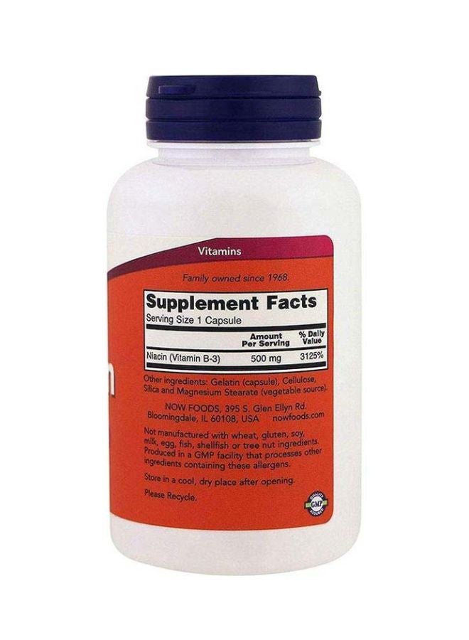 ناو فودز مكمل غذائي من النياسين وفيتامين B3 ‏500 ملجم - 100 كبسولة - Image 2