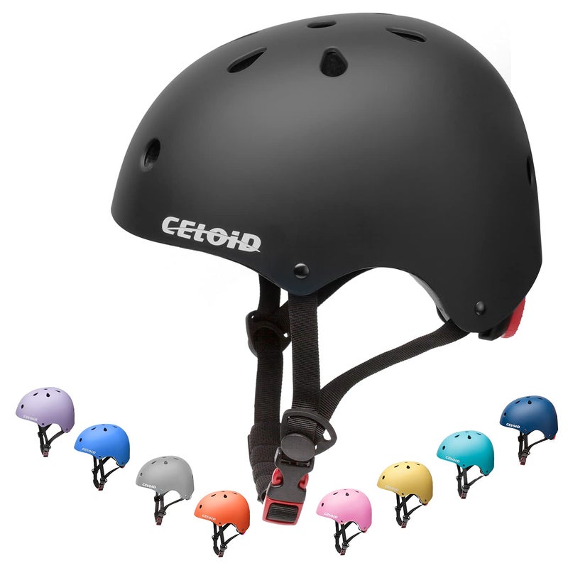 CELOID Kids Bike Helmet,Toddler Skateboard Helmets for Ages 5-8-9 Years Boys Girls,Adjustable Multi-Sport Bicycle Skateboarding Football Roller Skating Scooter Rollerblade Balance Bike Helmet,Black - Image 1